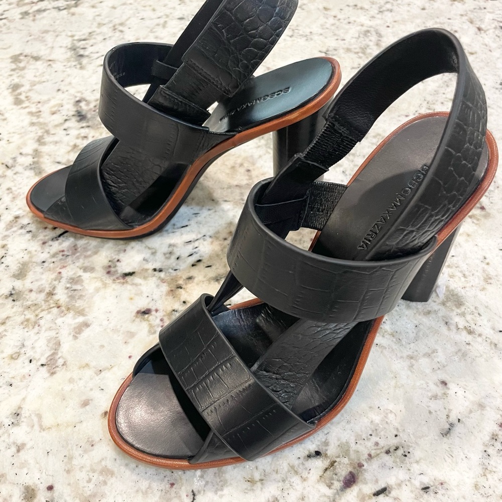 BCBGMaxAzria Black Croc-Embossed Heels